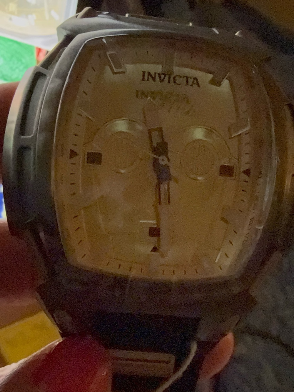 Invicta Gold Dial with Black Strap and Brown Tag